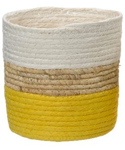 Cesta Porta Piante Bianco e Giallo D18x18cm in Corda – Kaemingk
