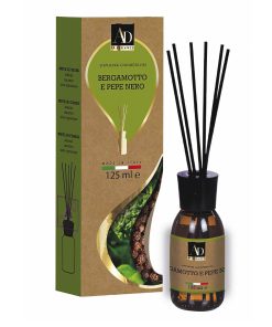 Diffusore di Fragranza con Midollini Bergamotto e Pepe 125ml in Vetro e Legno