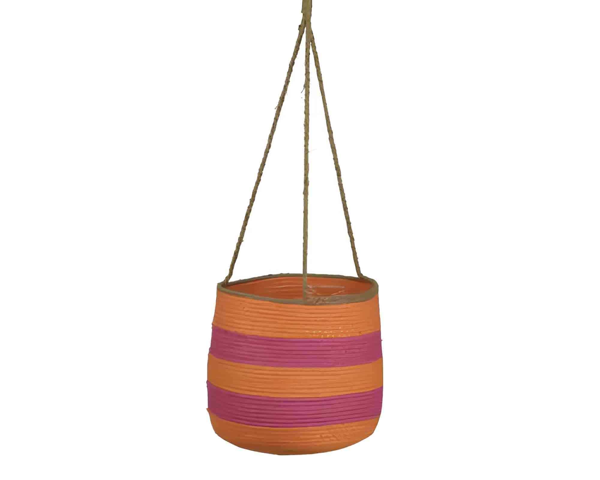 Cesta Basket Fioriera con Corda Aran fu Naturale e Semplice Large D25x25cm in Cordino – Kaemingk - immagine 2