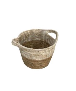 Cestino rotondo bicolor medium fibra naturale